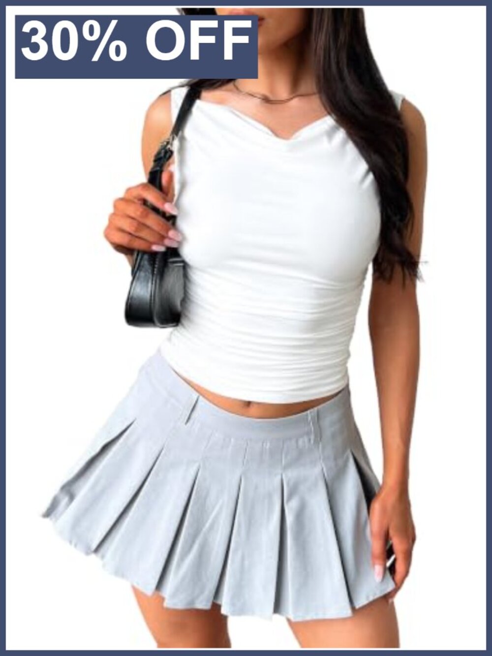 Womens Cowl Neck Ruched Fitted Cropped Tank Top Sleeveless Going Out Party